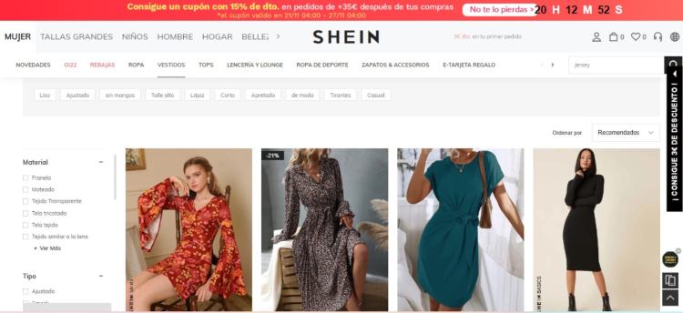 página web de shein 