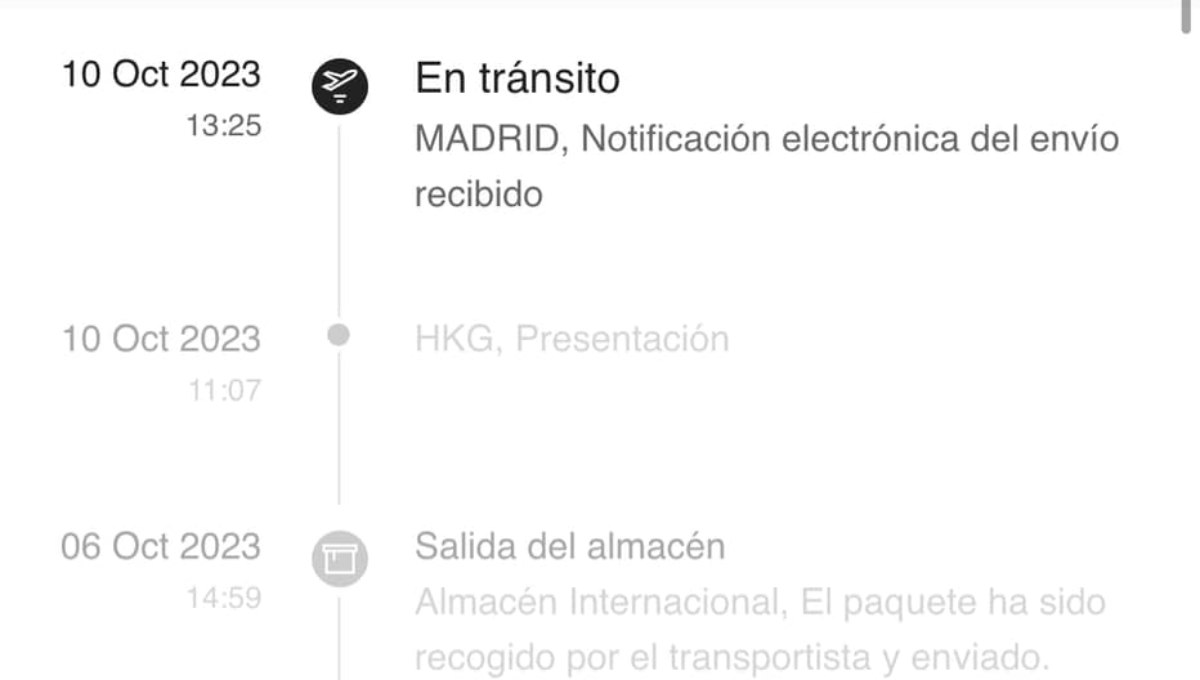 MADRID, notificación electrónica del envió recibido Shein